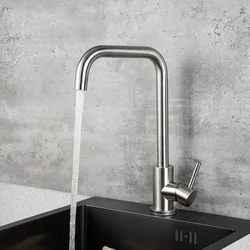 Kitchen Faucets Stainless Steel Kitchen Tap Mixer Single Handle Single Hole Kitchen Faucet Mixer Sink Tap Kitchen Faucet