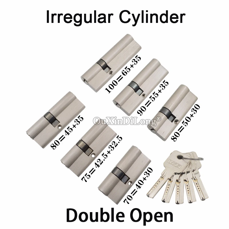 

1PCS Irregular Security 70 75 80 90 100mm Door Lock Brass Cylinder Double Open Knobs Eccentric Entrance Bedroom Cylinder GF324