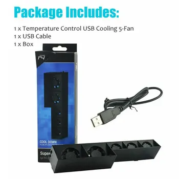 

TP4-005 Smart Turbo Temperature Control USB Cooling Cooler 5-Fan for Playstation 4 for PS4 Radiation Fan