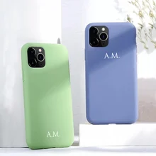 Custom Name Initials Liquid Silicone Phone Cover for iphone 12 Case 11 Pro Max 8 Plus SE 2020 Couple Gift Funda X XS XR 6 7 Plus