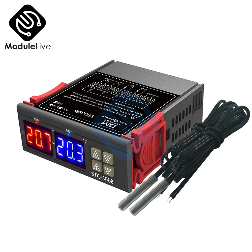 STC 3008 AC 220V 50/60Hz 12V 24V цифровой светодиодный термометр Температура контроллер