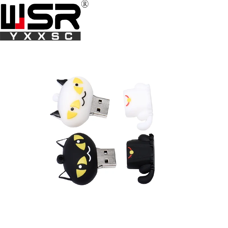 Usb 2,0 флеш-накопитель, 32 ГБ, 64 ГБ, 128 ГБ, милый мультфильм, черный/белый кот, usb флешка, 4 ГБ, 8 ГБ, 16 ГБ, милый высокоскоростной водонепроницаемый компьютер, подарок