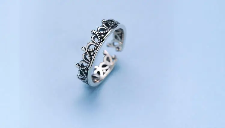 Bijoux Мода 925 короны из стерлингового серебра кольца для мужчин и женщин большой открытый палец кольца, свадебные украшения вечерние подарки