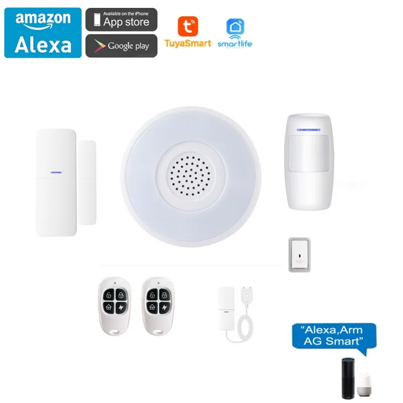 

Smart Home Alarm Six-Piece Set Contain Leak Alarm Door Magnet Infrared Sensor Remote Control Doorbell For Gateway