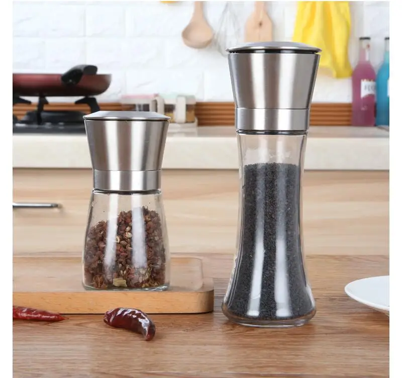 RSCHEF The transparent glass pepper mill supplies kitchen supplies stainless steel seasoning bottles with shelves