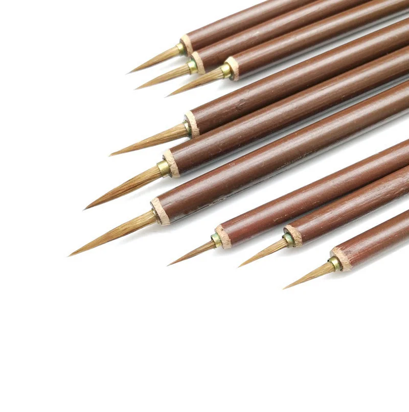 Pincel de Pelo de Lobo, pluma de línea de gancho, bolígrafos de caligrafía, soporte de bambú, suministros de pintura de acuarela para dibujo artístico, 1 ud.