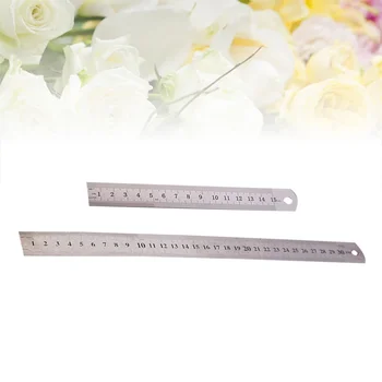 

2Pcs Stainless Steel Ruler Double Side Measuring Scale Mark Straight 15cm/30cm Ruler for Office School Engineering