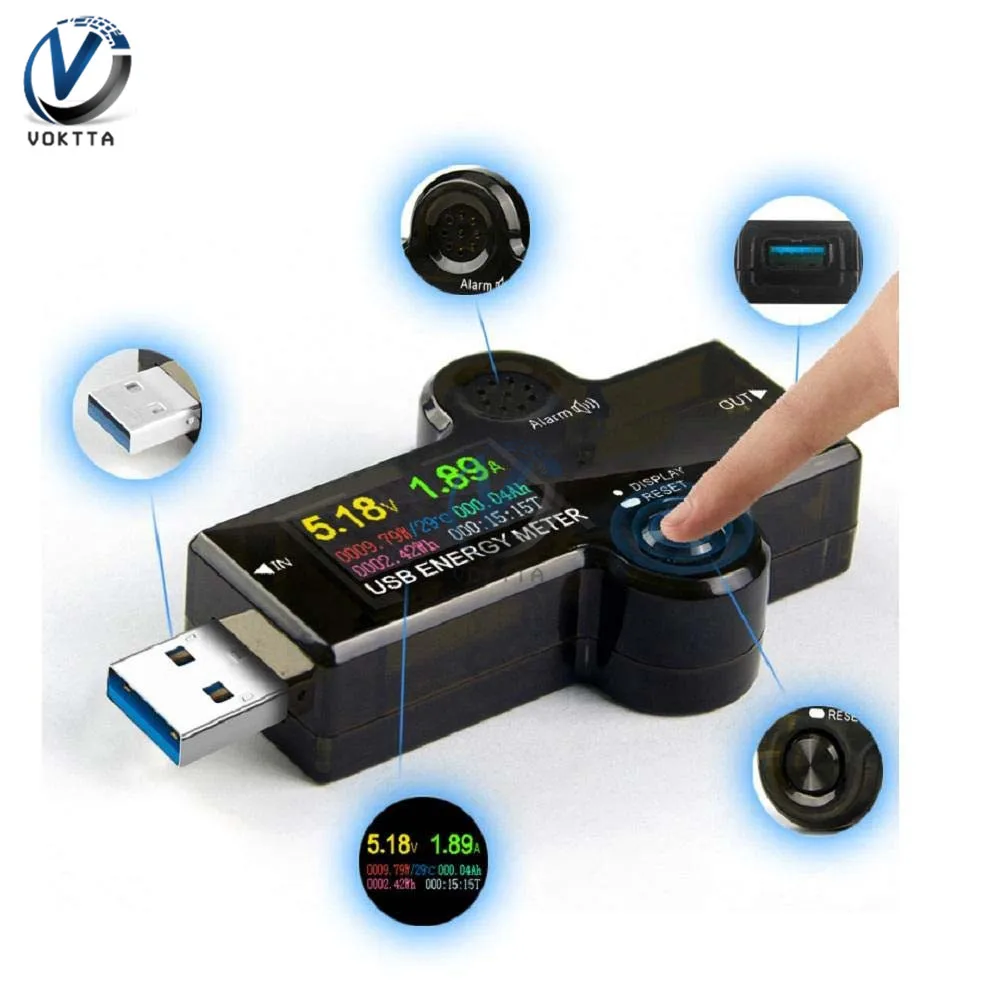 USB 3,0 тестер цифровой ЖК-дисплей ips дисплей вольтметр измеритель напряжения тока Амперметр детектор Банк питания зарядное устройство индикатор USB