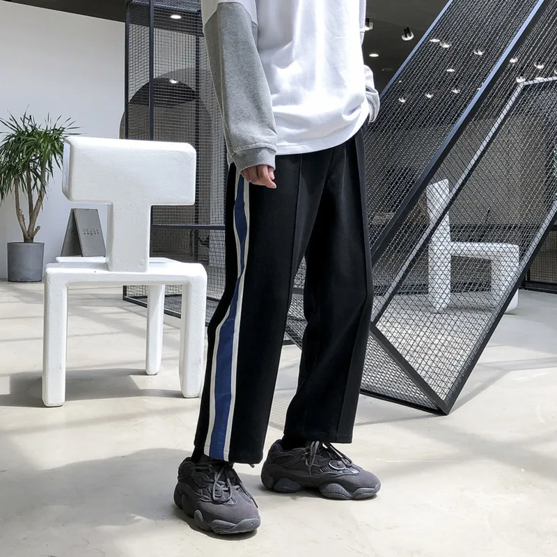 Autumn New Sports Pants Men Fashion Contrast Color Casual Drawstring Straight Pants Man Streetwear Loose Joggers Track Pants