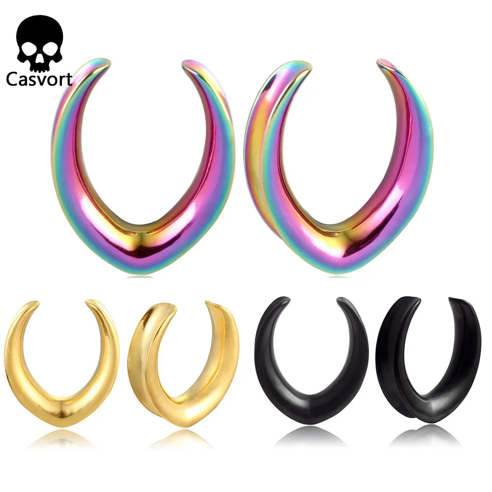 Casvort 2PCS 316 Stainless Steel Saddle Tunnels Plugs Piercing