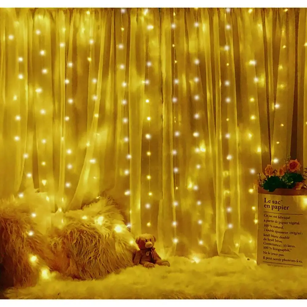 Window Curtain 300 LED String Light Waterproof 8 Modes Fairy Lights Wedding Xmas Window Curtain 300 LED String Light Waterproof 8 Modes Fairy Lights Wedding Xmas