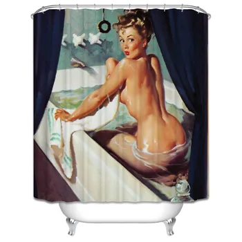 

Bathroom Sexy People Theme Shower Curtain Waterproof Mildew Polyester Fabric Shower Curtain Bathroom Christmas Decors