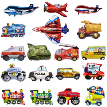 

Transport Car Toy Party Cartoon Car Happy Party Balloon Construction Vehicle Train Truck Fighter Party Balloon Decoration