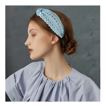 

DUOJIAOYAN Spring sweet headband Wide side middle knot headwear Mesh fairy hair band Girls Lace hair accessories