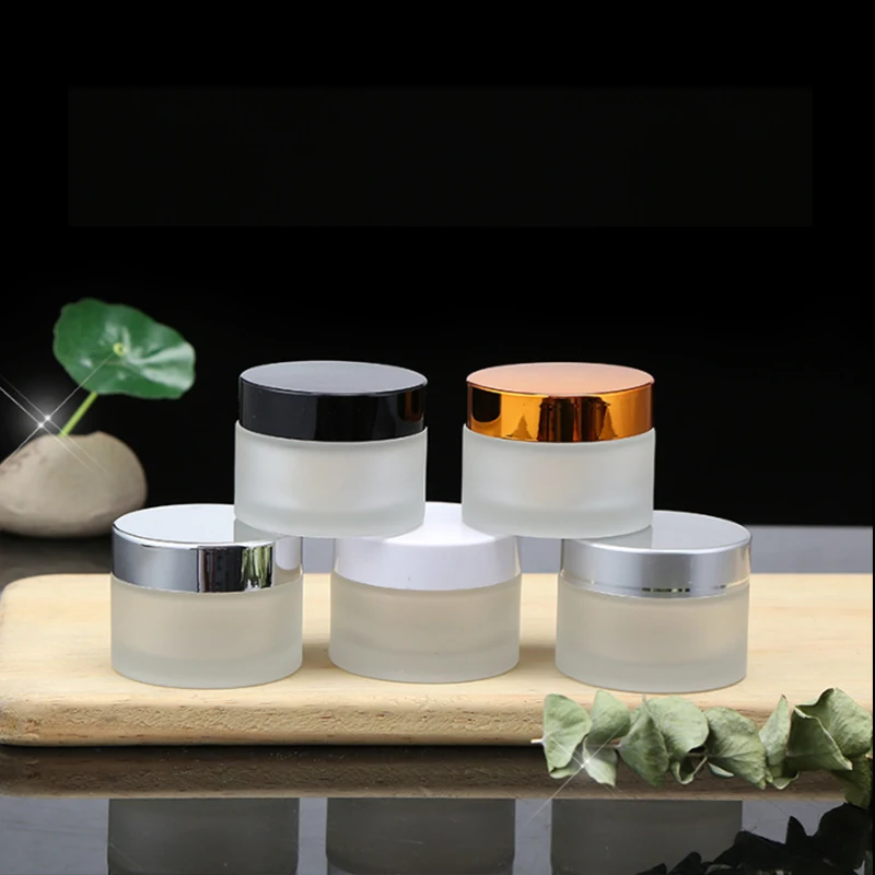 Hot Sell 5pcs Frost Glass Cosmetic Cream Jar with Lid Makeup Skin Care Lotion Container Pot Bottles image_2