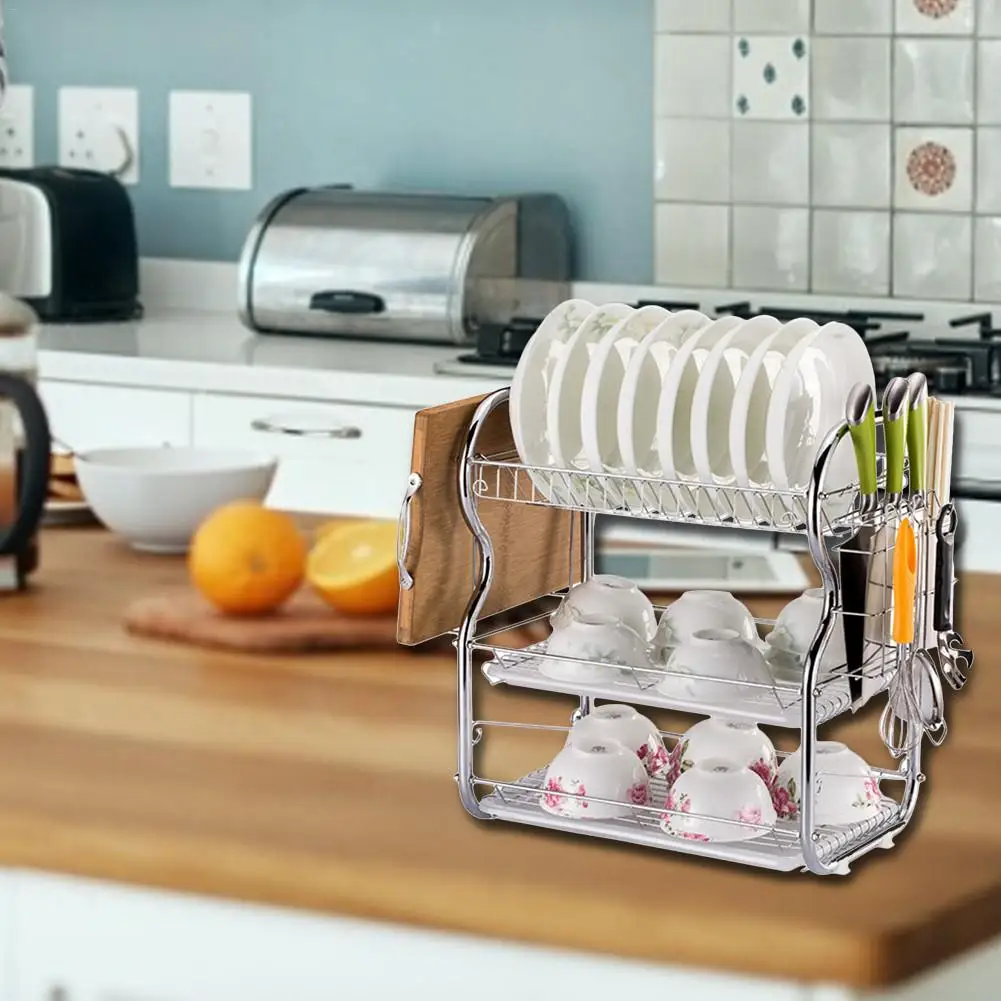 

Sink Drain Rack Kitchen Shelf DIY Bowl Dish Cutlery Drying Drainer Holder 2 Layer Storage Rack Kitchen Organizer