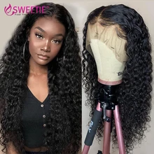 Aliexpress - Sweetie Human Hair Lace Part Wigs For Black Women 28inch Water Wave Preplucked Lace Front Wig With Baby Hair Remy 150% Density