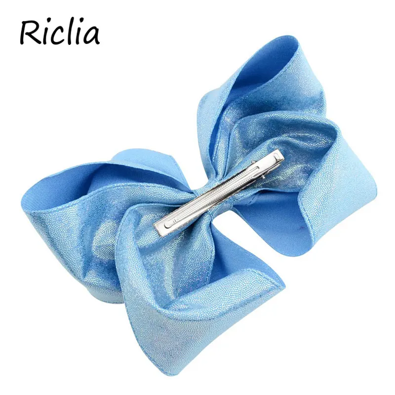 Riclia/10 шт./партия, детские заколки для волос с блестками, однотонные детские заколки для волос с большим бантом, модные головные уборы, 6 цветов, головной убор с бантом для девочек