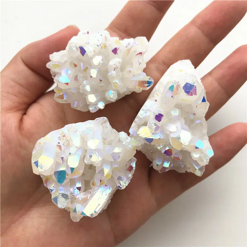 

Rare Titanium Beautiful White Flame Aura Quartz Crystal Cluster Specimen Natural Quartz Crystals Clusters 1 Piece