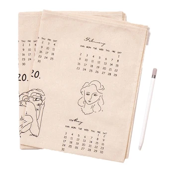 

Big Size 2019 And 2020 Calendar Fabric Printed Wall Calendar Yearly Diary Study Planner Advent Calendar Cloth Wall Hanging Deco