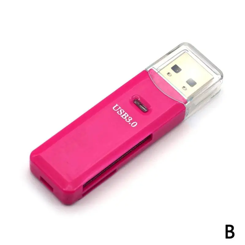 Розовый 2 в 1 USB3.0 SD/TF кард-ридер Mni смарт-кард-ридер USB адаптер для компьютера ПК ноутбука - Цвет: Розовый