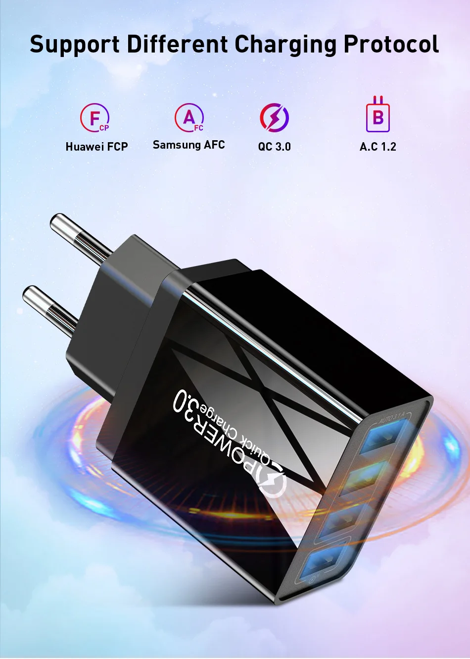 48 Вт Быстрая зарядка 3 А 4 порта USB зарядное устройство USB быстрое зарядное устройство QC4.0 QC3.0 для iPhone 11 Pro X samsung S10 A50 Xiaomi Mi9 настенный адаптер