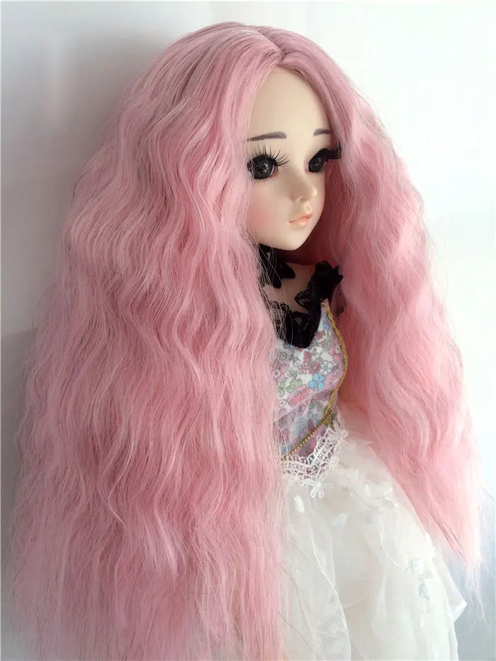 1/3 1/4 1/6 1/8 bjd jd кукольный парик синего и розового цвета с длинными волосами часть лапша быстрого приготовления рулон кукла curl парик аксессуары для куклы - Цвет: 5 only wig