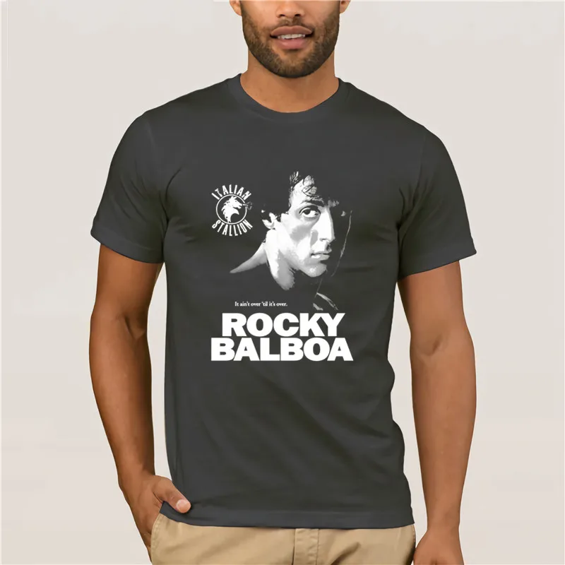 Футболка с надписью мужские топы принтом в подарок Модная хлопковая футболка Rocky