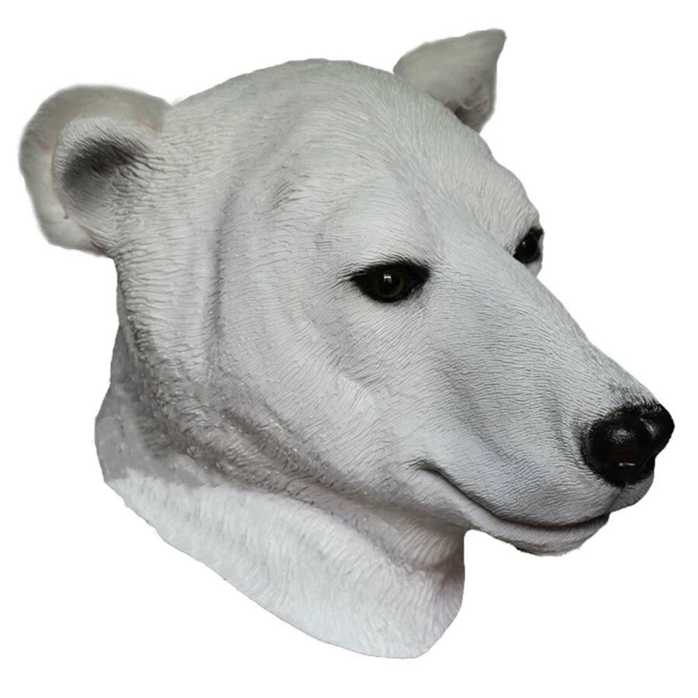 Realistic Animal Polar Bear Latex Mask Halloween Costume Party Carnival Head for Adult White | Дом и сад