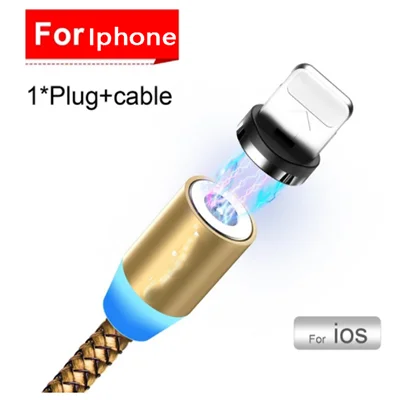 Магнитный зарядный кабель для быстрой зарядки Micro usb type-C кабель для iPhone samsung Xiaomi huawei tablet мобильный телефон Магнитный провод - Цвет: 053Gold For iphone