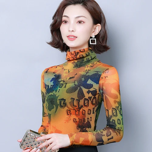 Весна лето 2020 эластичная женская рубашка с изысканным принтом высоким