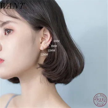 

WANTME Genuine 100% 925 Sterling Silver Minimalist Round Bead Stud Earrings for Women Office Party Jewelry Accessories Teen Gift