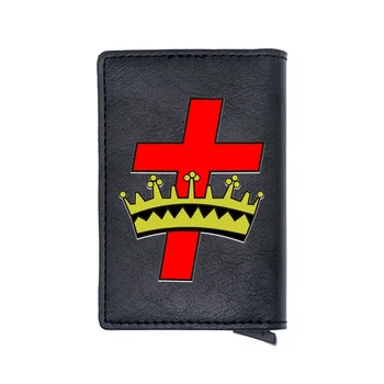 

Cross Crown Ancient Rome Digital Printing Credit Card Wallet Classic Men Women Leather RFID Aluminium Mini Short Purse