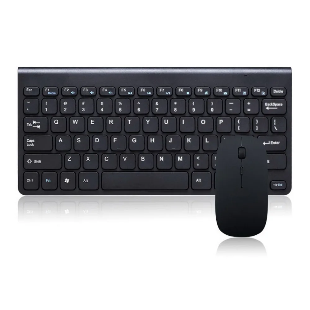 Simple Ultra-Slim Black Mini Wireless Keyboard and Mouse Combo Kit for PC Desktop Loptop Classic Office Set