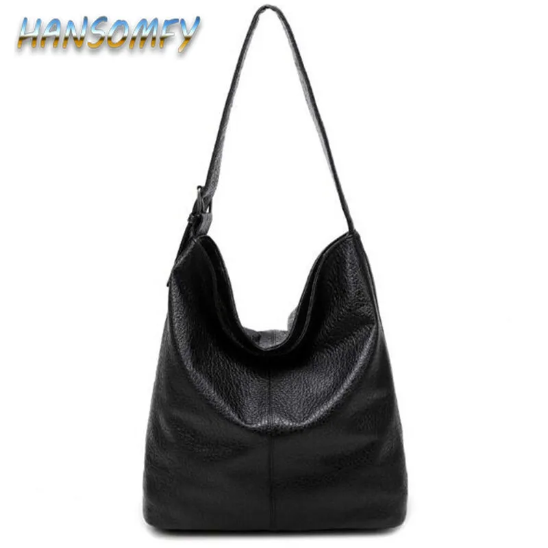 Новая модная мягкая кожаная женская сумка в простом стиле форме ведра на плечо