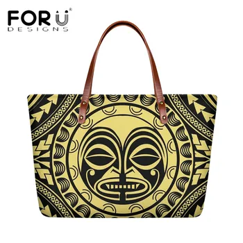 

FORUDESIGNS Vintage Women Handbag Polynesian Tatoo Printing Casual Tote Large Shoulder Bag for Female Designer Party Bags