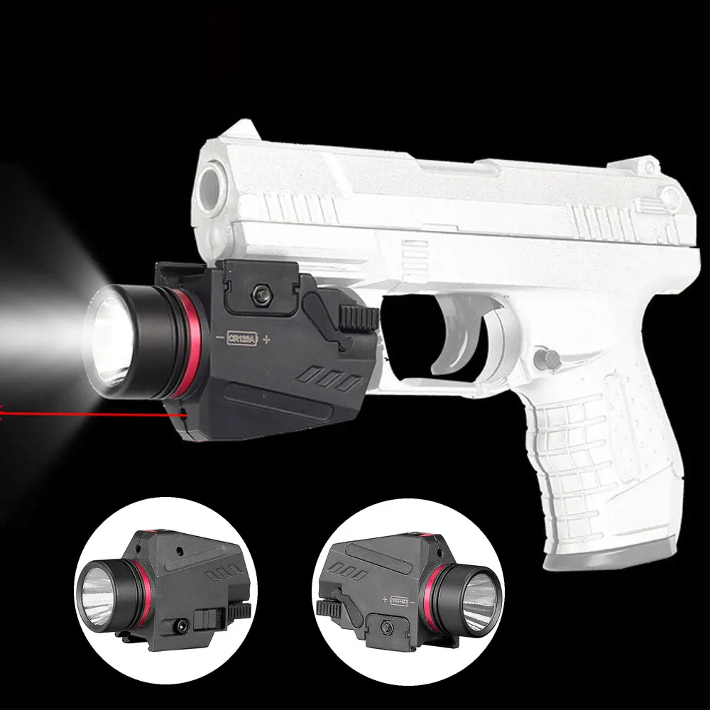 Tactical Gun Light With Red Dot Sight Handgun Pistol Flashlight Led Weapon Light For 20mm Rail