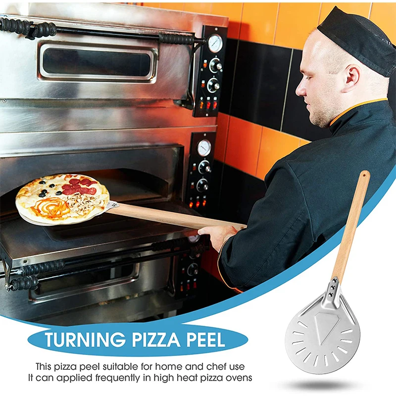 Premium Aluminum Pizza Shovel Peel Lifter Tools Non Slip Wooden Handle Cake Bread Paddle Cheese Cutter Baking Turner Accessorie_voghion.com