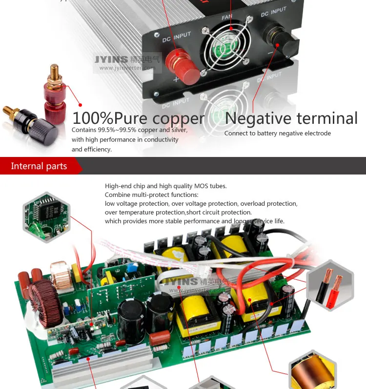 Инвертор от сети DC48V к AC110V/220 В 1000 Вт 2000 Вт Чистая синусоида высокая частота автомобильный Солнечный фотоэлектрический diy