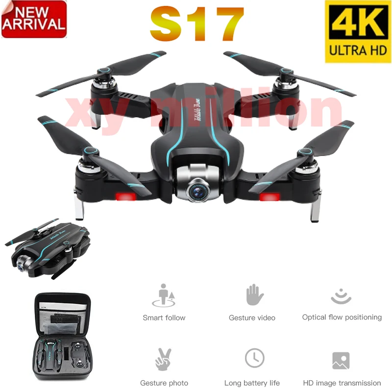 Новое поступление S17 Rc Drone 4k с двойной камерой оптический поток HD один ключ Возврат Регулируемый угол камера Вертолет игрушечные Квадрокоптеры
