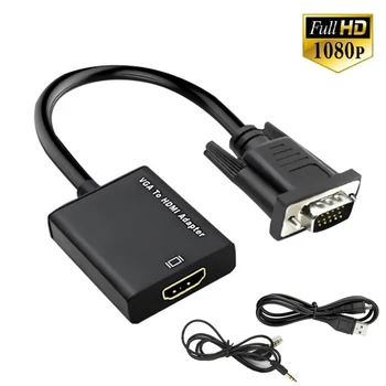 

for TV PC Male to Female 1080P with Audio VGA To HDMI Cable Converter Adapter