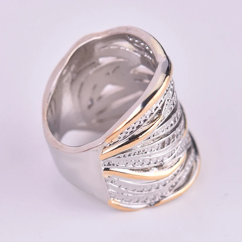 Female Engagement Ring Gold Silver Color Multi Layer Winding Jewelry Gift Crystal Hollow