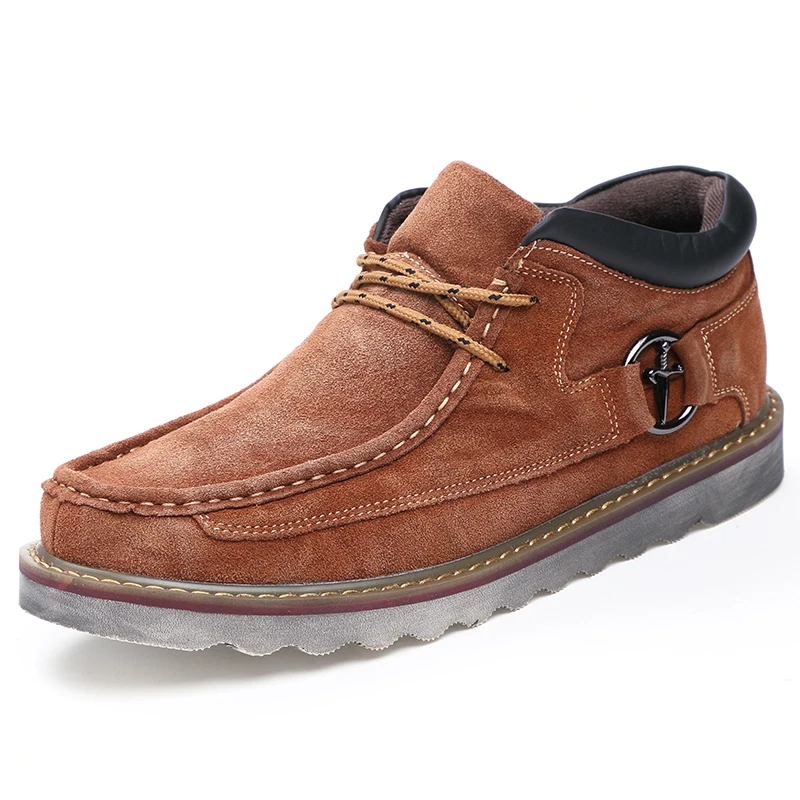 Light Brown1 Брендовые модные мужские ботинки из коровьей замши; сезон осень-зима; коллекция года; повседневные мужские Ботильоны; удобные мужские ботинки высокого качества - Цвет: Light Brown1