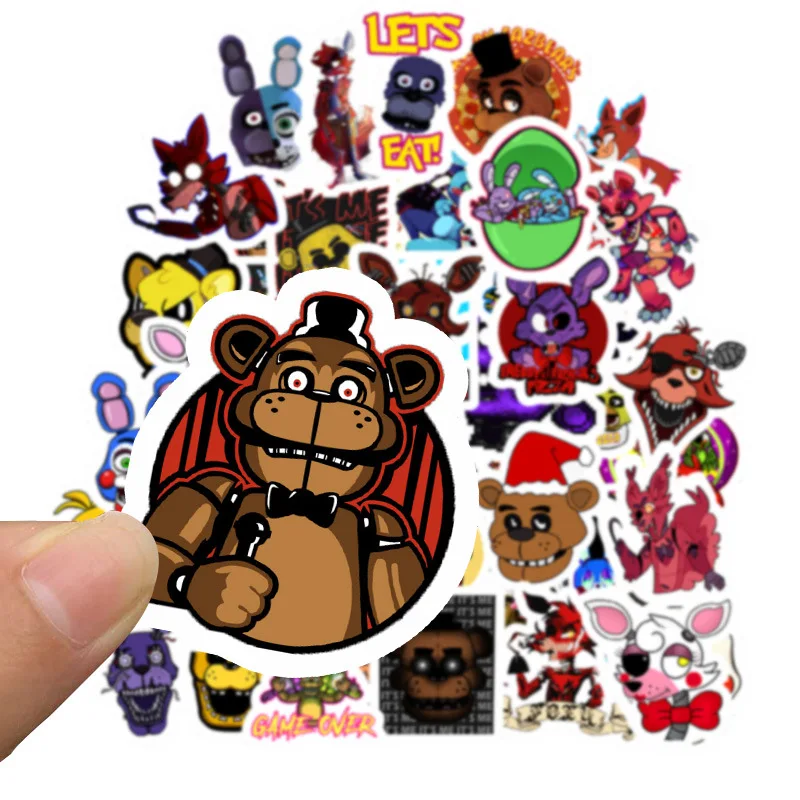 50PCS Five Nights At Freddy Game Figure Stickers Toys Freddy Bear Bonnie Foxy Pegatina Laptop Bicycle Waterproof Stickers
