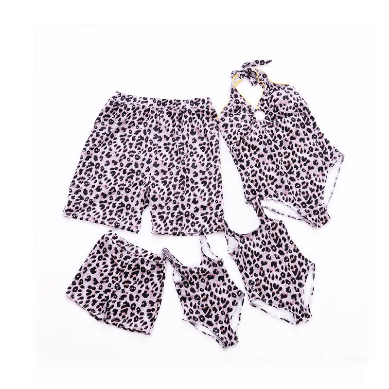 

Mother Daughter Swimwear Leopard Mommy And Me Bikini Clothes Family Matching Look Swimsuit Father Son Swimming Shorts Overalls