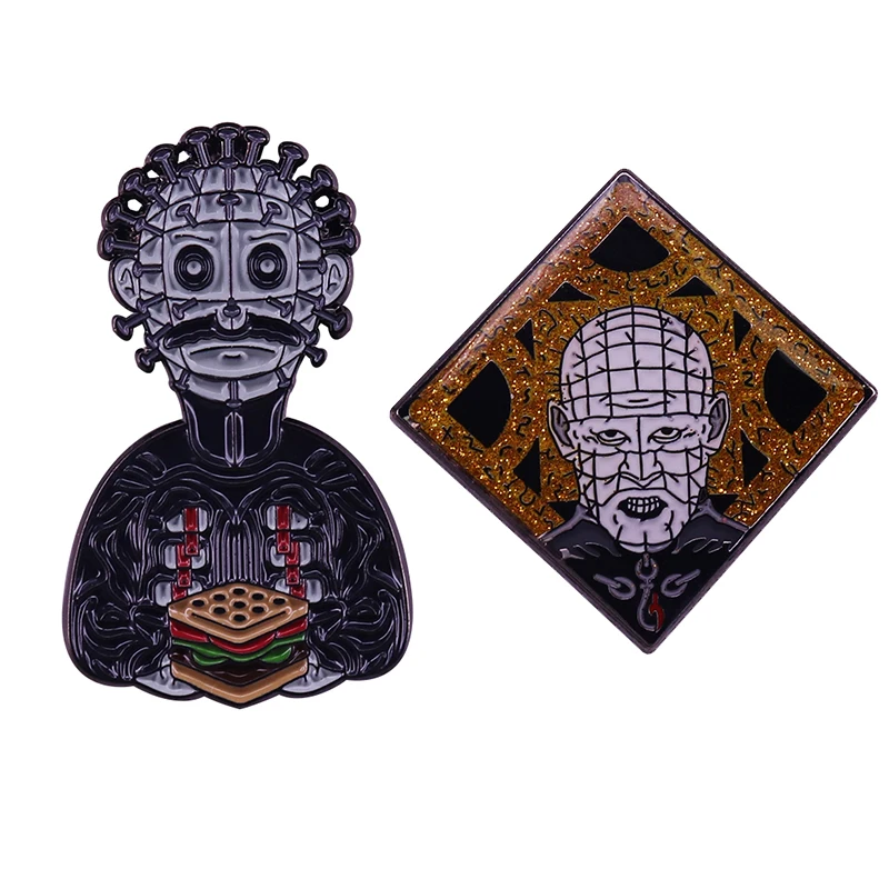 Hellraiser Pinhead enamel pin brooch Lament Configuration puzzle box Classic Horror Movie Jewelry halloween accessories | Украшения и