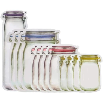 

Reusable Mason Jar Bottle Bag Nut Candy Biscuit Bag Waterproof Fresh Food Storage Bag Snack Sandwich Bag 16Pcs
