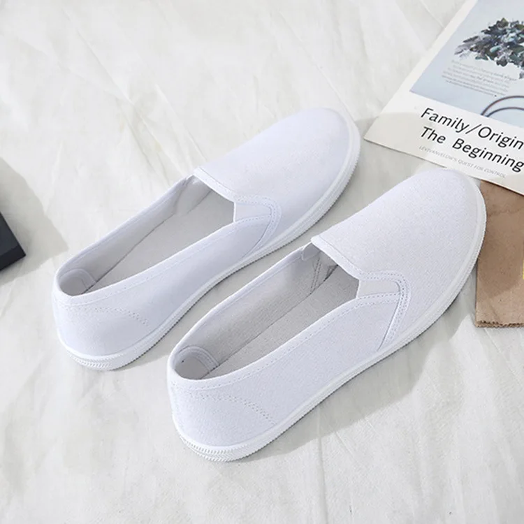 Large Size Women Flats  Loafers Canvas Slip on Flat Shoes Woman Sneakers White Casual Shoes Black Ladies Shoes Espadrilles 635