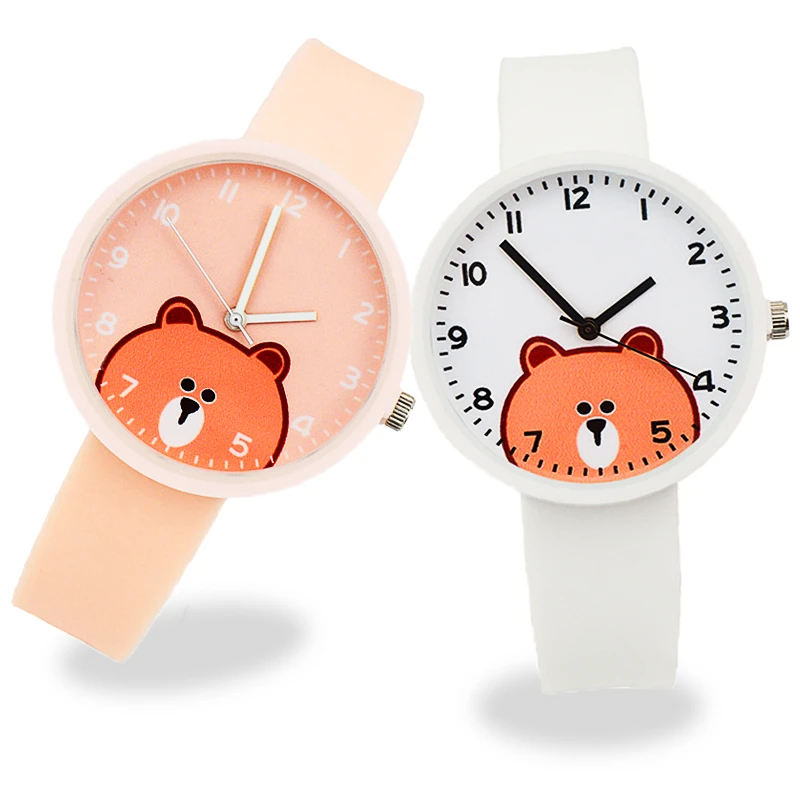 Students Watch Girls Kid Gifts Cute Two Bear Children Watches Baby Clock Kids Wrist Watch child best birthday gift Reloj Mujer afbeelding
