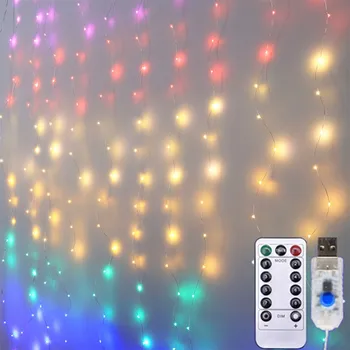 

Christmas Curtain Light USB Remote Control LED fairy lights 8 Modes IP44 Multicolor Home decor bedroom window Holiday lighting